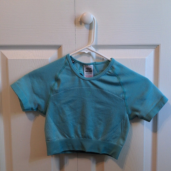 Gymshark Cropped T-shirt (Blue) - Picture 1 of 3